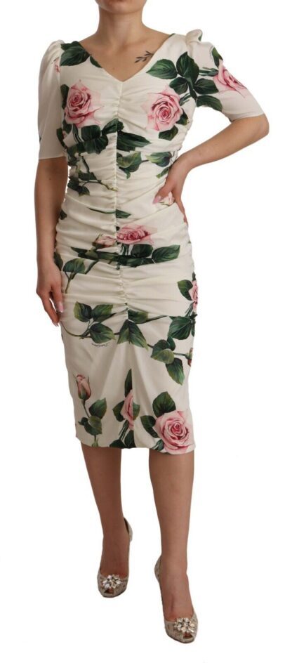 Dolce & Gabbana - Elegant White Floral Sheath Dress