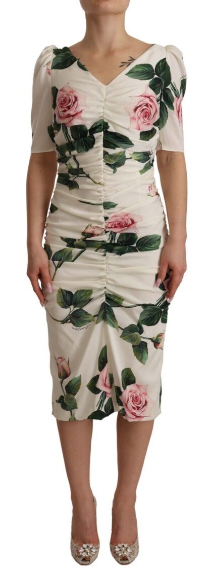 Dolce & Gabbana - Elegant White Floral Sheath Dress