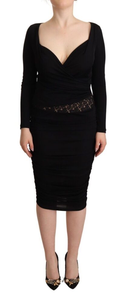 GF Ferre - Elegant Black Sheath Dress with Sweetheart Neckline