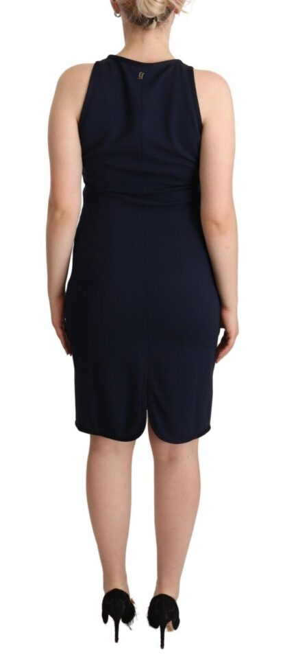 John Galliano - Sleeveless Navy Knee-Length Sheath Dress