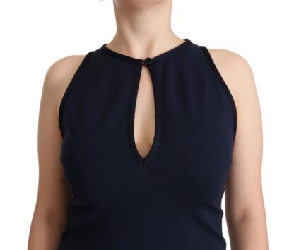 John Galliano - Sleeveless Navy Knee-Length Sheath Dress