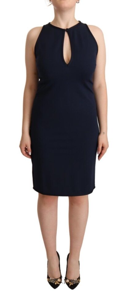 John Galliano - Sleeveless Navy Knee-Length Sheath Dress