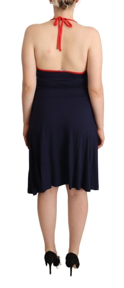 Roccobarocco - Navy Blue Cotton Midi Halter Dress