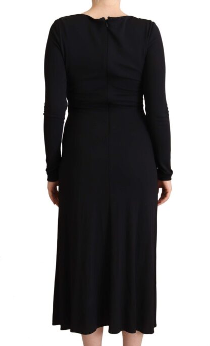 PINKO - Elegant Black Nylon Stretch Maxi Dress