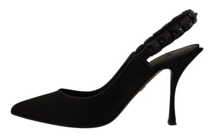 Dolce & Gabbana - Elegant Black Silk Blend Slingback Pumps