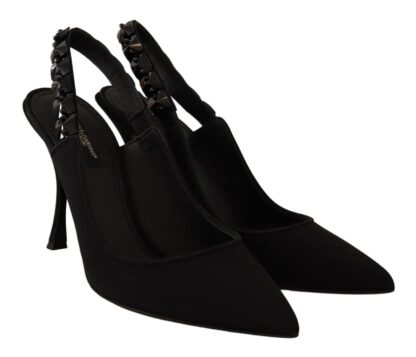 Dolce & Gabbana - Elegant Black Silk Blend Slingback Pumps