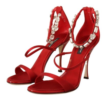 Dolce & Gabbana - Red Crystal-Embellished Heel Sandals