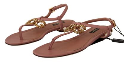 Dolce & Gabbana - Elegant Pink Leather Ankle Strap Sandals