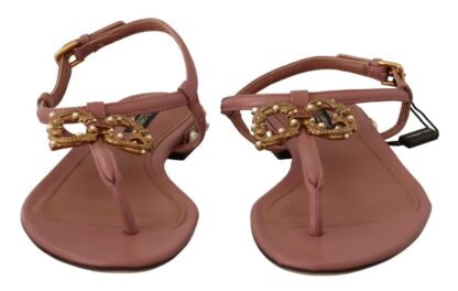 Dolce & Gabbana - Elegant Pink Leather Ankle Strap Sandals