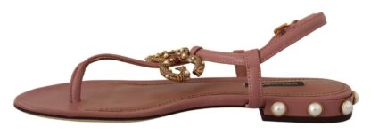 Dolce & Gabbana - Elegant Pink Leather Ankle Strap Sandals