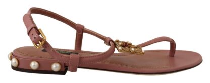 Dolce & Gabbana - Elegant Pink Leather Ankle Strap Sandals