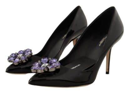 Dolce & Gabbana - Elegant Patent Leather Pumps with Purple Crystals