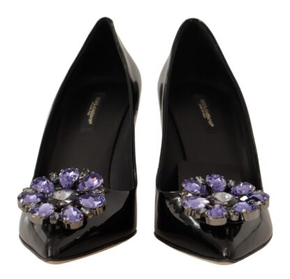 Dolce & Gabbana - Elegant Patent Leather Pumps with Purple Crystals