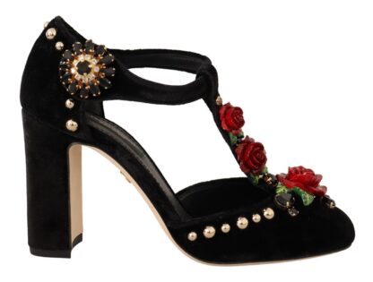 Dolce & Gabbana - Elegant Velvet T-Strap Mary Jane Pumps