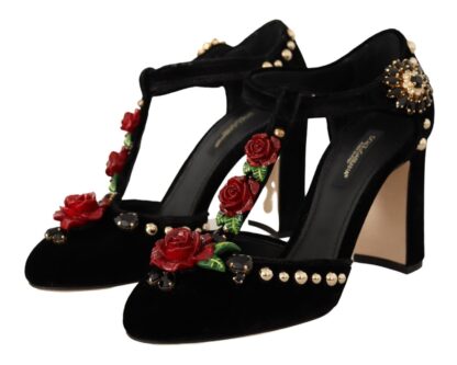 Dolce & Gabbana - Elegant Velvet T-Strap Mary Jane Pumps