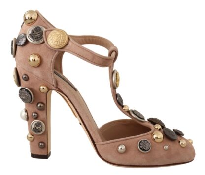 Dolce & Gabbana - Glamorous Suede T-Strap Pumps with Embellishment