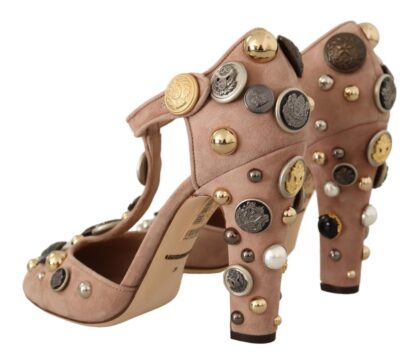 Dolce & Gabbana - Glamorous Suede T-Strap Pumps with Embellishment