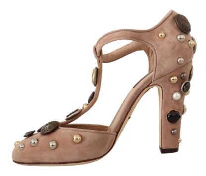 Dolce & Gabbana - Glamorous Suede T-Strap Pumps with Embellishment