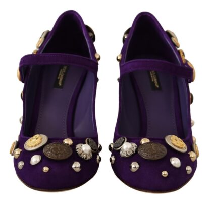 Dolce & Gabbana - Elegant Suede Heels with Jewel Buttons