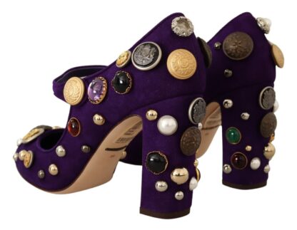 Dolce & Gabbana - Elegant Suede Heels with Jewel Buttons