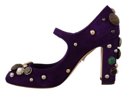 Dolce & Gabbana - Elegant Suede Heels with Jewel Buttons