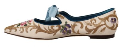 Dolce & Gabbana - Chic Floral Embroidered Flat Sandals for Summer