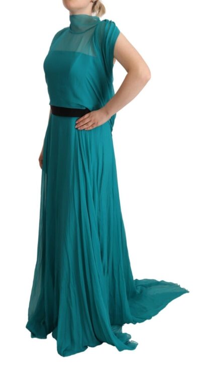 Alberta Ferretti - Elegant Silk A-Line Long Dress in Blue