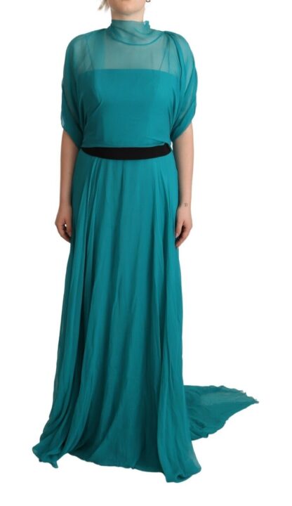 Alberta Ferretti - Elegant Silk A-Line Long Dress in Blue