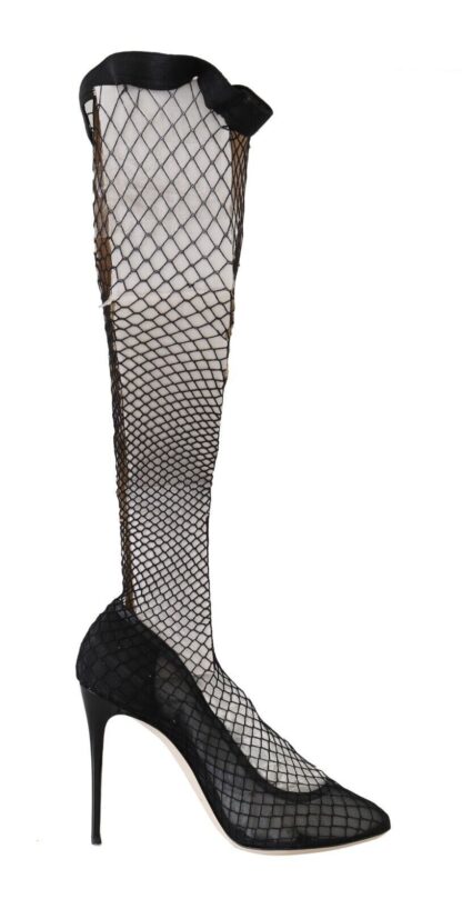 Dolce & Gabbana - Elegant Netted Sock Pumps in Timeless Black