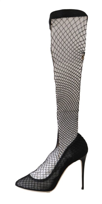 Dolce & Gabbana - Elegant Netted Sock Pumps in Timeless Black