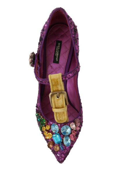 Dolce & Gabbana - Elegant Purple Sequined T-Strap Heels