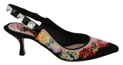 Dolce & Gabbana - Elegant Floral Slingback Heels with Crystal Embellishments