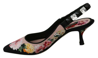 Dolce & Gabbana - Elegant Floral Slingback Heels with Crystal Embellishments