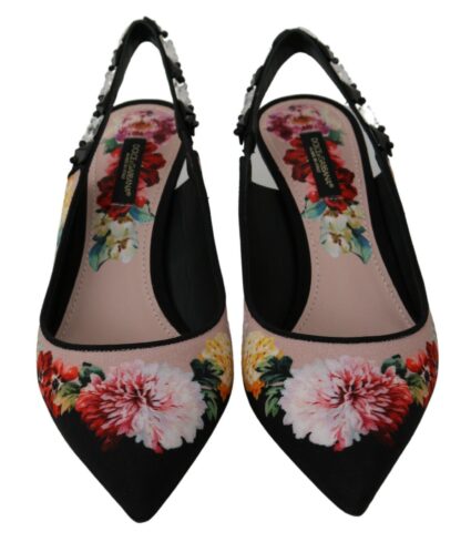 Dolce & Gabbana - Elegant Floral Slingback Heels with Crystal Embellishments