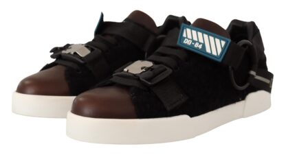 Dolce & Gabbana - Shearling-Trimmed Leather Sneakers