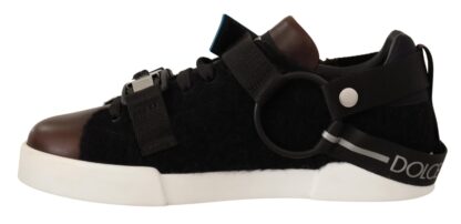 Dolce & Gabbana - Shearling-Trimmed Leather Sneakers