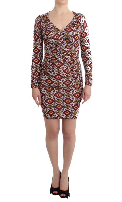 GF Ferre - Chic Multicolor Cocktail V-Neck Dress