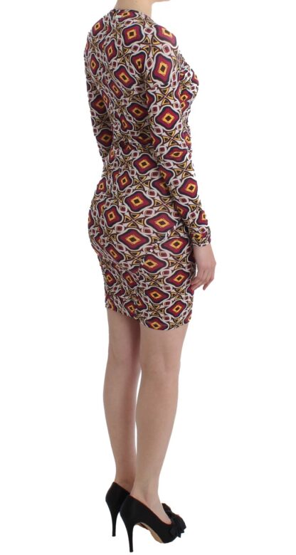 GF Ferre - Chic Multicolor Cocktail V-Neck Dress