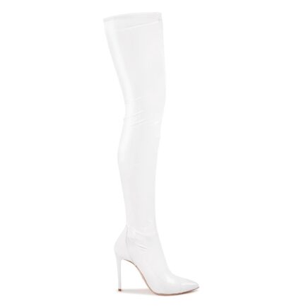 Elisabetta Franchi - Elegant Pointed White Boots with Coated Finish