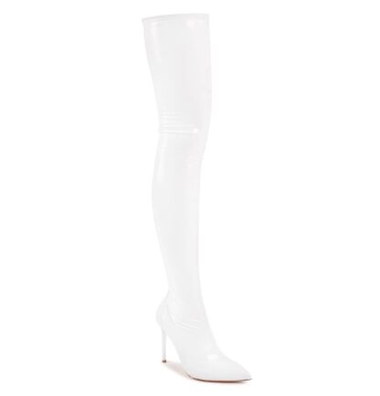 Elisabetta Franchi - Elegant Pointed White Boots with Coated Finish