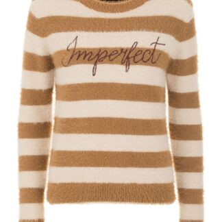 Imperfect - Chic High Collar Stripe Sweater