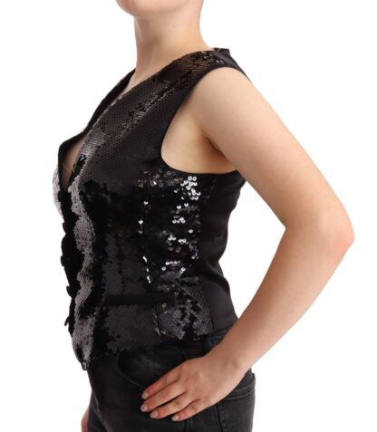 Dolce & Gabbana - Elegant Black Sequined Sleeveless Vest Top