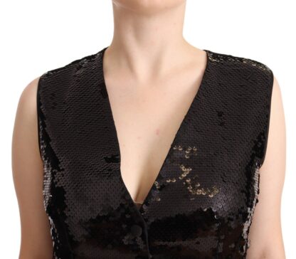 Dolce & Gabbana - Elegant Black Sequined Sleeveless Vest Top