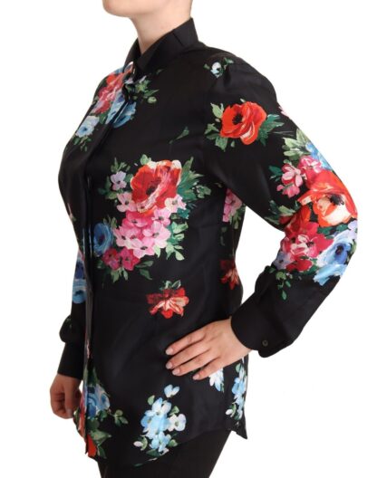 Dolce & Gabbana - Elegant Floral Silk-Cotton Polo Blouse