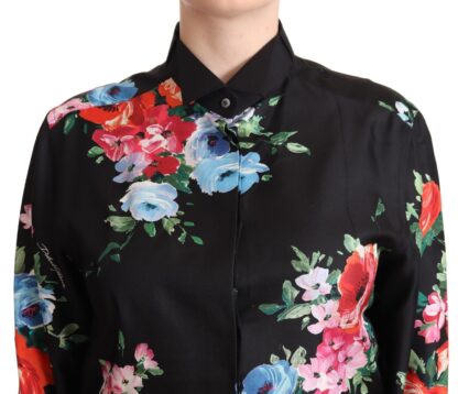 Dolce & Gabbana - Elegant Floral Silk-Cotton Polo Blouse