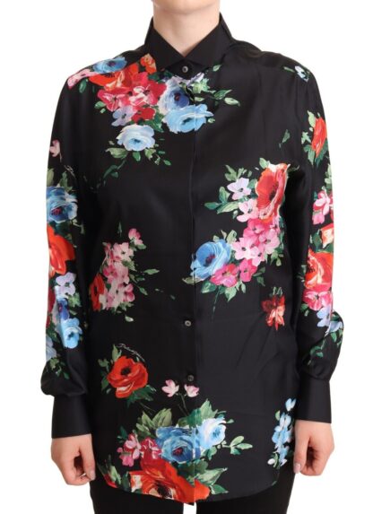 Dolce & Gabbana - Elegant Floral Silk-Cotton Polo Blouse