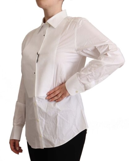 Dolce & Gabbana - Elegant White Cotton Collared Top