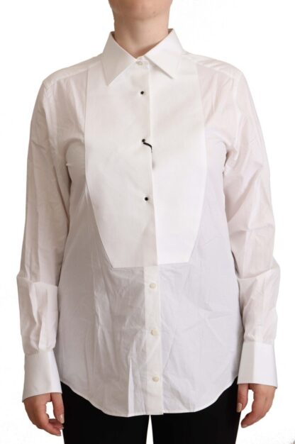 Dolce & Gabbana - Elegant White Cotton Collared Top