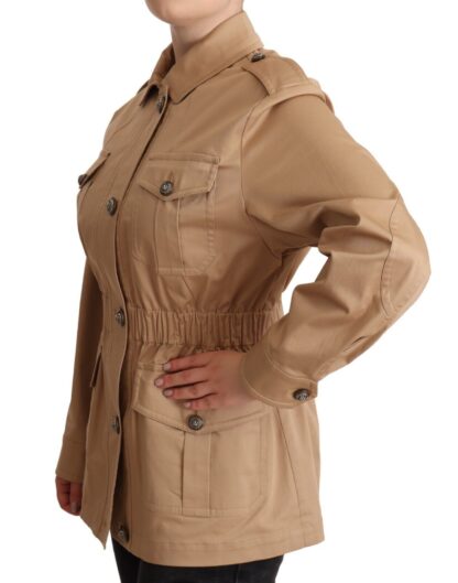 Dolce & Gabbana - Chic Beige Button Down Coat with Embellishments