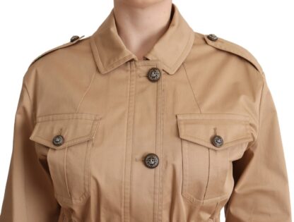 Dolce & Gabbana - Chic Beige Button Down Coat with Embellishments